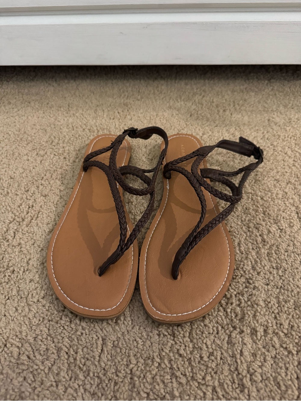 Aeropostale Brown Braided Strap Tan Footbed Sandals